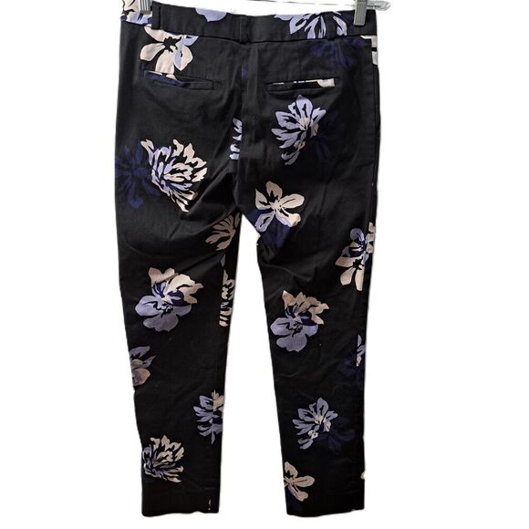 Banana Republic Womens Black Blue Floral Ryan Straight Leg Casual Pants Size 8 - Picture 2 of 7